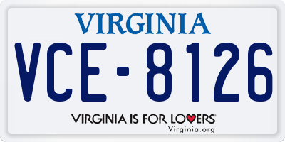 VA license plate VCE8126