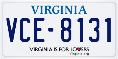 VA license plate VCE8131