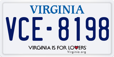 VA license plate VCE8198