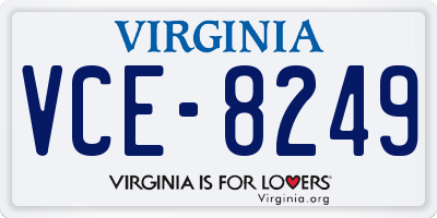 VA license plate VCE8249
