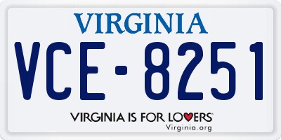 VA license plate VCE8251