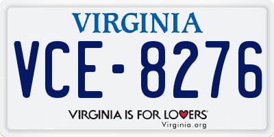 VA license plate VCE8276