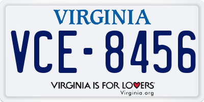 VA license plate VCE8456