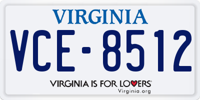 VA license plate VCE8512