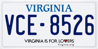 VA license plate VCE8526