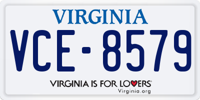 VA license plate VCE8579