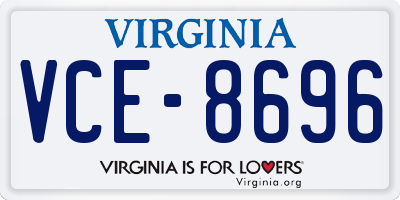 VA license plate VCE8696