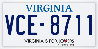 VA license plate VCE8711