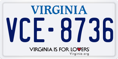 VA license plate VCE8736