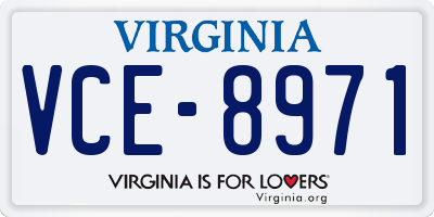 VA license plate VCE8971