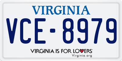 VA license plate VCE8979