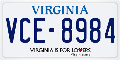 VA license plate VCE8984