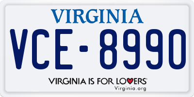 VA license plate VCE8990