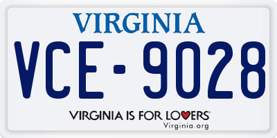 VA license plate VCE9028