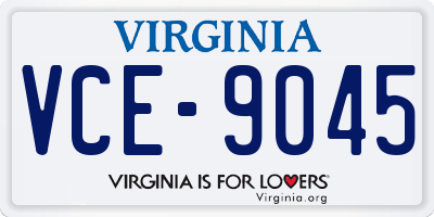 VA license plate VCE9045