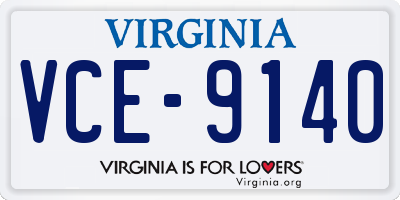 VA license plate VCE9140