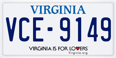 VA license plate VCE9149