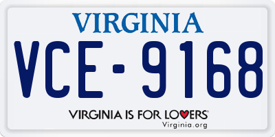 VA license plate VCE9168