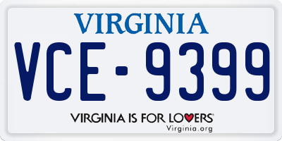 VA license plate VCE9399