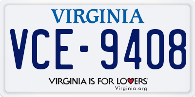 VA license plate VCE9408