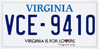 VA license plate VCE9410