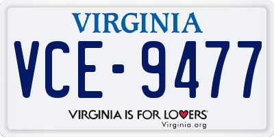 VA license plate VCE9477