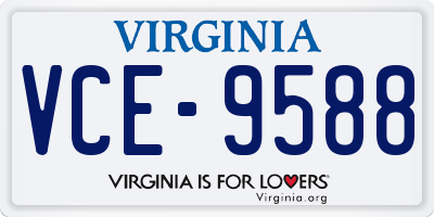 VA license plate VCE9588