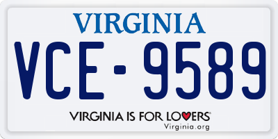 VA license plate VCE9589