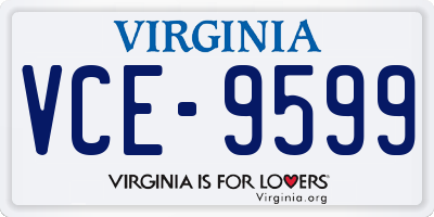 VA license plate VCE9599