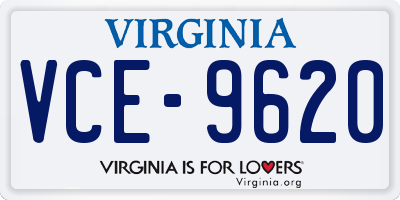 VA license plate VCE9620