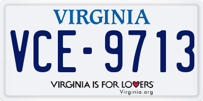VA license plate VCE9713