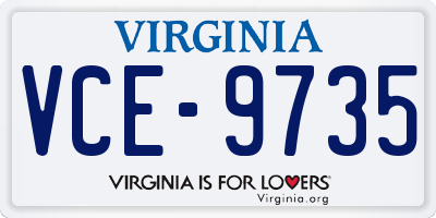 VA license plate VCE9735