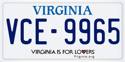 VA license plate VCE9965
