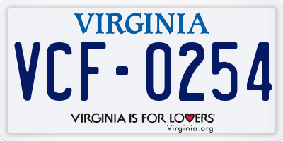 VA license plate VCF0254