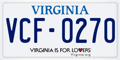 VA license plate VCF0270
