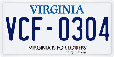VA license plate VCF0304