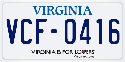 VA license plate VCF0416
