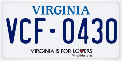 VA license plate VCF0430