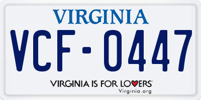 VA license plate VCF0447
