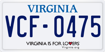 VA license plate VCF0475