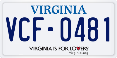 VA license plate VCF0481