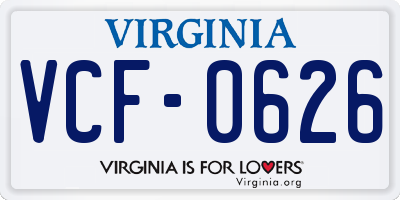 VA license plate VCF0626