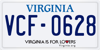 VA license plate VCF0628