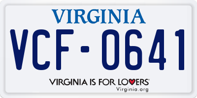 VA license plate VCF0641