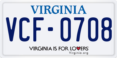 VA license plate VCF0708