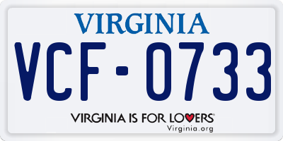 VA license plate VCF0733
