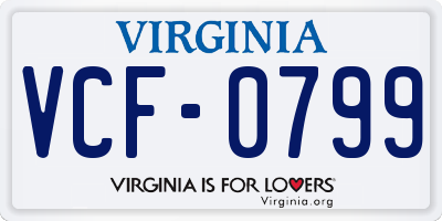 VA license plate VCF0799