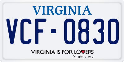 VA license plate VCF0830