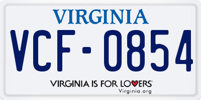 VA license plate VCF0854