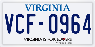 VA license plate VCF0964